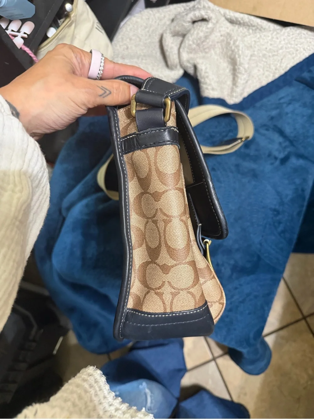 Coach Heritage Stripe Map Bag